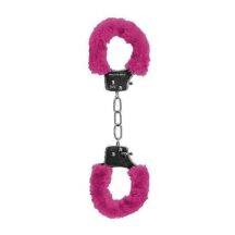 Металлические наручники Shots Ouch! Pleasure Handcuffs с розовым мехом, серебристые