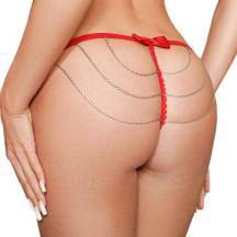 Трусики-стринги с декоративными цепочками Amor El M, красные Трусики-стринги с декоративными цепочками Amor El M, красные