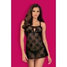 Сорочка Obsessive Behindy babydoll, Чёрный, L/XL