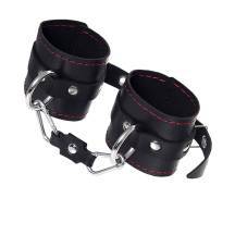 Наручники однослойные с контрастной строчкой Pecado BDSM, натуральноая кожа, черные