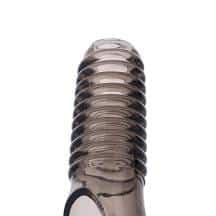 Насадка на член открытая с ребрами Toyfa XLover и кольцом на мошонку, черная