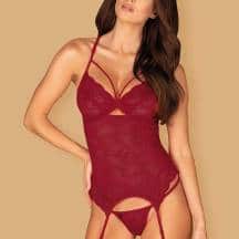 Корсеты Obsessive Ivetta corset, Бордовый, S/M