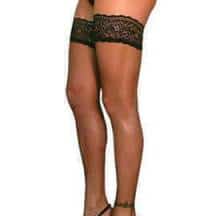 Чулки с ажурной резинкой, черный S/M