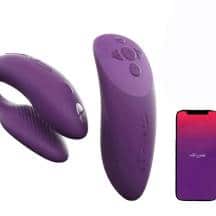 Сенсорный вибромассажер для пар We-Vibe Chorus с пультом ДУ, фиолетовый. Нет в наличии Сенсорный вибромассажер для пар We-Vibe Chorus с пультом ДУ, фиолетовый