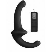 Безремневой страпон с вибрацией и ДУ Vibrating Silicone Strapless Strapon Shots, чёрный