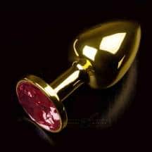 Маленькая анальная пробка с темно-рубиновым кристаллом Пикантные Штучки, золотистый