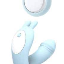 Вибратор CNT Fancy Her Bunny Tickler с пультом ДУ, голубой