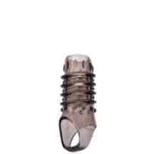 Насадка на член открытая с рельефом Toyfa XLover и кольцом на мошонку, черная