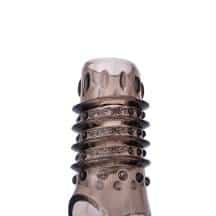 Насадка на член открытая с рельефом Toyfa XLover и кольцом на мошонку, черная