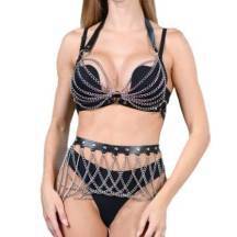 Портупея-лиф с цепочками BDSM Арсенал S/M, черная