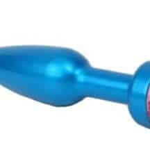 Анальная пробка 4sexdream, голубая с розовым кристаллом