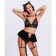 Костюм Игривой кошечки (кошачьи ушки, бюстье, чокер, пояс, трусики с хвостом и съемными подвязками), черный, M/L. Нет в наличии Костюм Игривой кошечки (кошачьи ушки, бюстье, чокер, пояс, трусики с хвостом и съемными подвязками), черный, M/L