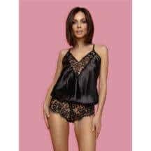 Атласное боди с кружевом Amor El Badalona черный, S/M. Нет в наличии Атласное боди с кружевом Amor El Badalona черный, S/M
