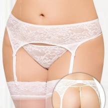 Пояс для Чулок и Стринги Soft Line кружевные белые, XXXL