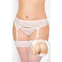 Пояс для Чулок и Стринги Soft Line кружевные белые, XXXL
