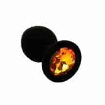 Анальная пробка из силикона черная с желтым кристаллом Kanikule, черная. Нет в наличии Анальная пробка из силикона черная с желтым кристаллом Kanikule, черная