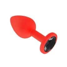 Анальная втулка Джага-Джага силиконовая, красная с черным кристаллом. Нет в наличии Анальная втулка Джага-Джага силиконовая, красная с черным кристаллом