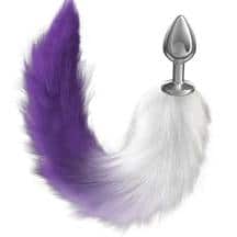 Анальная пробка Lola Games Diamond Starlit, серебристая с фиолетово-белым хвостом