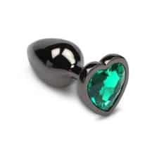 Анальная пробка Пикантные Штучки S с зеленым кристаллом в виде сердечка, графитовая. Нет в наличии Анальная пробка Пикантные Штучки S с зеленым кристаллом в виде сердечка, графитовая