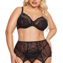Комплект Softline Collection Dolores бюстгальтер, пояс и стринги, черный, 3XL