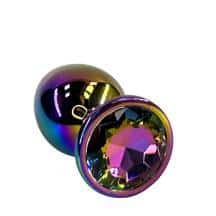 Анальная пробка Kanikule Large, неохром с разноцветным кристаллом. Нет в наличии Анальная пробка Kanikule Large, неохром с разноцветным кристаллом