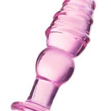 Анальная пробка Sexus Glass ребристая, розовая Анальная пробка Sexus Glass ребристая, розовая