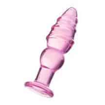 Анальная пробка Sexus Glass ребристая, розовая