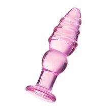Анальная пробка Sexus Glass ребристая, розовая