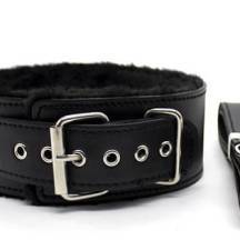 Ошейник из эко-кожи с поводком Джага-Джага, черный