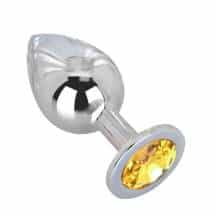 Анальная пробка с желтым кристаллом  Erotic Fantasy High Sky большая, серебристый