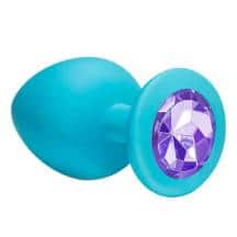 Анальная пробка Lola Games Emotions Cutie Large, голубая с сиреневым стразом