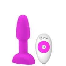 Анальная римминг-пробка b-Vibe Rimming Petite с пультом ДУ, фуксия