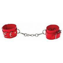 Наручники с заклепками Shots Media Ouch! Leather Cuffs, красные