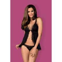 Сорочка Obsessive Arisha babydoll, Чёрный, L/XL