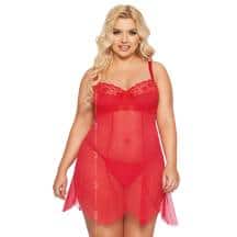 Ночная сорочка и стринги SoftLine Collection Carla XXL, красные