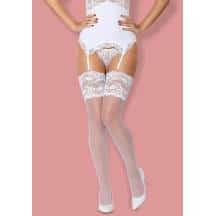 Чулки Obsessive, белые L/XL