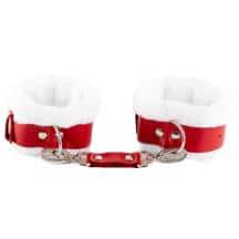 Наножники BDSM Арсенал с мехом, красно-белые