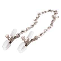 Зажимы для сосков с цепочкой с кристаллами CalExotics Nipple Play, серебристый/белый. Нет в наличии Зажимы для сосков с цепочкой с кристаллами CalExotics Nipple Play, серебристый/белый