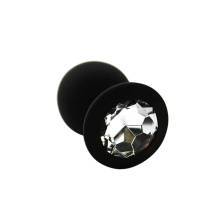 Анальная пробка из силикона с бесцветным кристаллом Kanikule, черная