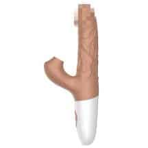 Фрикционный вибратор-кролик с вакуумным стимулятором Secwell SW1040, телесный