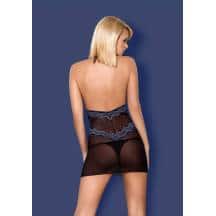 Сорочка облегающая с синим кружевом Delicate Chemise & Thong Obsessive, L/XL