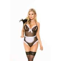Костюм горничной SoftLine Collection Edna (боди, повязка на шею), черный, S/M. Нет в наличии Костюм горничной SoftLine Collection Edna (боди, повязка на шею), черный, S/M