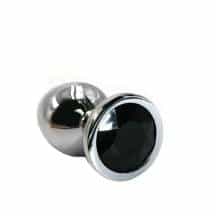 Анальная пробка Kanikule Small, серебристая с черным кристаллом. Нет в наличии Анальная пробка Kanikule Small, серебристая с черным кристаллом