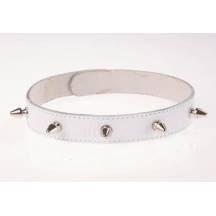 Ошейник с шипами узкий белый