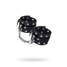 Наручники однослойные с люверсами Pecado BDSM, натуральная̆ кожа, черные Наручники однослойные с люверсами Pecado BDSM, натуральная̆ кожа, черные