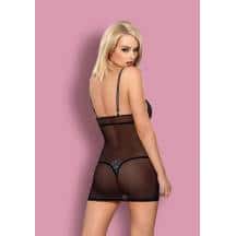 Сексуальная сорочка с белым кружевом и трусиками-тонг Obsessive, L/XL. Нет в наличии Сексуальная сорочка с белым кружевом и трусиками-тонг Obsessive, L/XL