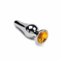 Анальная пробка маленькая Пикантные Штучки с оранжевым кристаллом, серебристая, 8.5 см. Нет в наличии Анальная пробка маленькая Пикантные Штучки с оранжевым кристаллом, серебристая, 8.5 см