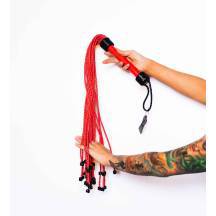 Флоггер Scandal из натуральной кожи с бусинами, красный