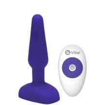 Анальная вибропробка b-Vibe Trio с пультом ДУ, фиолетовая Анальная вибропробка b-Vibe Trio с пультом ДУ, фиолетовая