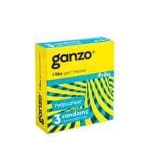 Презервативы ребристые Ganzo Ribs, 3 шт